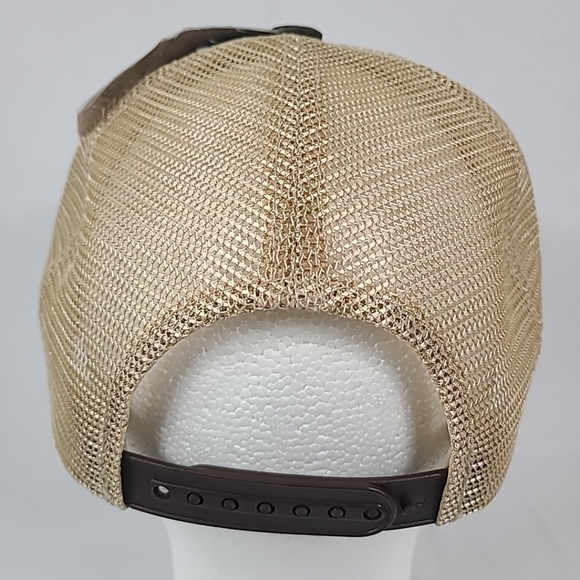 Arcadian Outfitters Oregon Bull Elk Camo Tan Leather Patch Mesh Back Trucker Cap - Picture 3 of 6